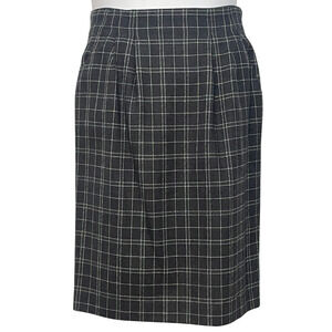 Vtg Talbots Sz 8 Pleated Pencil Skirt 25"L Side Pockets Lined Gray Plaid Wool
